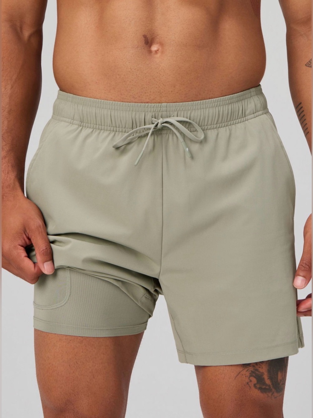 Fabletics Fundamental Short II Lined 5" Sage Grey Men’s Large New